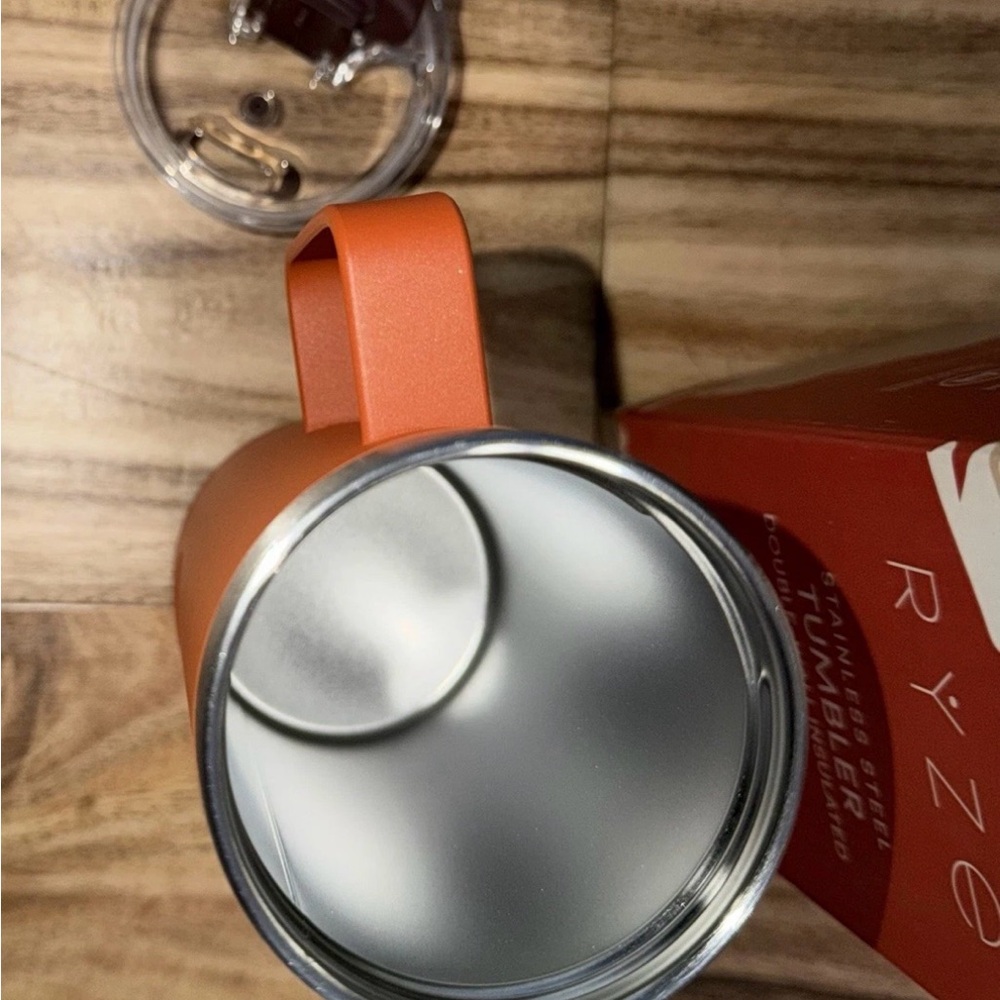 RUZE TUMBLER w/ Handle Stainless Steel Insulated Double Wall 16 Oz Orange - Picture 3 of 3